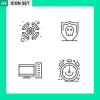 paquete de 4 iconos de estilo de línea establece símbolos de esquema para imprimir signos creativos aislados en fondo blanco 4 conjunto de iconos vector