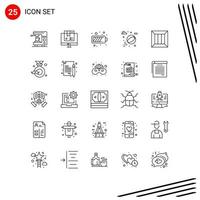 Set of 25 Modern UI Icons Symbols Signs for business park valentine water energy Editable Vector Design Elements