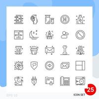 paquete moderno de 25 símbolos de contorno de línea de iconos aislados en fondo blanco para el diseño de sitios web vector