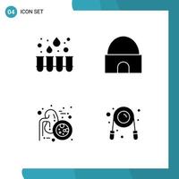 Set of 4 Commercial Solid Glyphs pack for experiment kidneys building mosque urology Editable Vector Design Elements