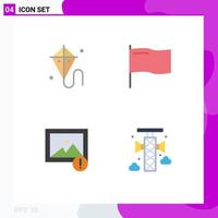 Editable Vector Line Pack of 4 Simple Flat Icons of easter photo mardi gras mark bullhorn Editable Vector Design Elements