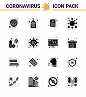 Corona virus disease 16 Solid Glyph Black icon pack suck as virus corona hand sanitizer epidemic antigen viral coronavirus 2019nov disease Vector Design Elements