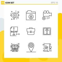 Collection of 9 Universal Line Icons Icon Set for Web and Mobile vector