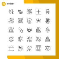 25 Icon Set Line Style Icon Pack Outline Symbols isolated on White Backgound for Responsive Website Designing vector