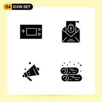 4 Creative Icons for Modern website design and responsive mobile apps 4 Glyph Symbols Signs on White Background 4 Icon Pack vector