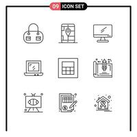 9 Creative Icons Modern Signs and Symbols of blueprint wireframe device calculator design Editable Vector Design Elements