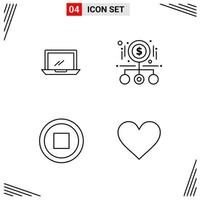 4 Icons Line Style Grid Based Creative Outline Symbols for Website Design Simple Line Icon Signs Isolated on White Background 4 Icon Set vector