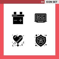 Modern Set of Solid Glyphs and symbols such as battery love coding computer action Editable Vector Design Elements