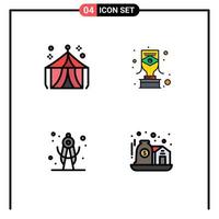 Universal Icon Symbols Group of 4 Modern Filledline Flat Colors of circus geometry tent trophy asset Editable Vector Design Elements