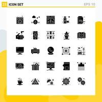 Pack of 25 creative Solid Glyphs of paint usb internet port share Editable Vector Design Elements