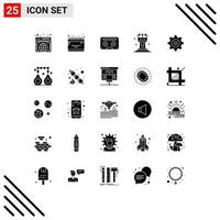 Stock Vector Icon Pack of 25 Line Signs and Symbols for setting speech analog podium tape Editable Vector Design Elements