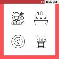 4 Icon Pack Line Style Outline Symbols on White Background Simple Signs for general designing vector