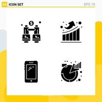 Collection of 4 Universal Solid Icons Icon Set for Web and Mobile vector