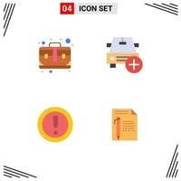 4 Universal Flat Icons Set for Web and Mobile Applications bag about case more note Editable Vector Design Elements