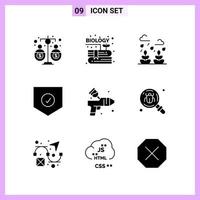 9 Icons in Solid Style Glyph Symbols on White Background Creative Vector Signs for Web mobile and Print