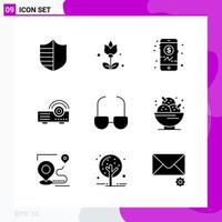 Solid Icon set Pack of 9 Glyph Icons isolated on White Background for Web Print and Mobile vector