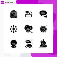 Solid Icon set Pack of 9 Glyph Icons isolated on White Background for Web Print and Mobile vector