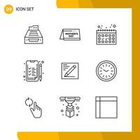 9 Icon Set Line Style Icon Pack Outline Symbols isolated on White Backgound for Responsive Website Designing vector