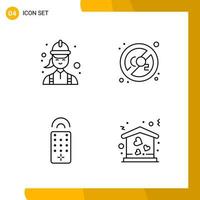 4 Icon Set Line Style Icon Pack Outline Symbols isolated on White Backgound for Responsive Website Designing vector