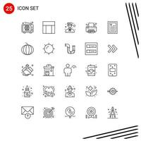 25 Thematic Vector Lines and Editable Symbols of ebook printer avatar print professional Editable Vector Design Elements