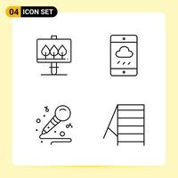 4 Creative Icons for Modern website design and responsive mobile apps 4 Outline Symbols Signs on White Background 4 Icon Pack vector