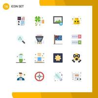 Pack of 16 Modern Flat Colors Signs and Symbols for Web Print Media such as error search image find life Editable Pack of Creative Vector Design Elements