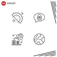 Group of 4 Filledline Flat Colors Signs and Symbols for food nature chat nature earth Editable Vector Design Elements