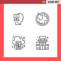 4 Icon Pack Line Style Outline Symbols on White Background Simple Signs for general designing vector