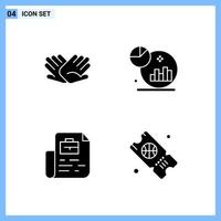 4 Icons Solid style Creative Glyph Symbols Black Solid Icon Sign Isolated on White Background vector