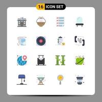 Flat Color Pack of 16 Universal Symbols of enterprise architecture deliverable data light diode Editable Pack of Creative Vector Design Elements