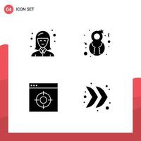 Editable Vector Line Pack of Simple Solid Glyphs of female medical woman genre target Editable Vector Design Elements