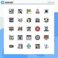 25 Universal Filled line Flat Color Signs Symbols of lady character search avatar day Editable Vector Design Elements