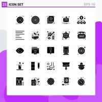 Stock Vector Icon Pack of 25 Line Signs and Symbols for investment money shield notification alert Editable Vector Design Elements