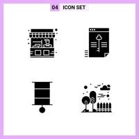 4 Icons in Solid Style Glyph Symbols on White Background Creative Vector Signs for Web mobile and Print