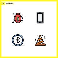 Pack of 4 Modern Filledline Flat Colors Signs and Symbols for Web Print Media such as energy communication phone android network Editable Vector Design Elements