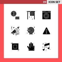 Solid Glyph Pack of 9 Universal Symbols of goal speaker interface marketing business Editable Vector Design Elements