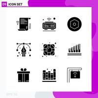 Solid Icon set Pack of 9 Glyph Icons isolated on White Background for Web Print and Mobile vector