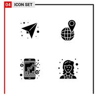 4 General Icons for website design print and mobile apps 4 Glyph Symbols Signs Isolated on White Background 4 Icon Pack vector