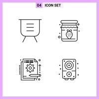 4 Icons in Line Style Outline Symbols on White Background Creative Vector Signs for Web mobile and Print