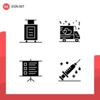 Pack of 4 Universal Glyph Icons for Print Media on White Background vector