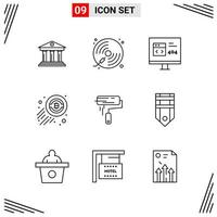 9 Icons Line Style Grid Based Creative Outline Symbols for Website Design Simple Line Icon Signs Isolated on White Background 9 Icon Set vector