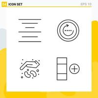 Collection of 4 Universal Line Icons Icon Set for Web and Mobile vector