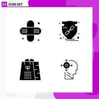 Solid Icon set Pack of 4 Glyph Icons isolated on White Background for Web Print and Mobile vector