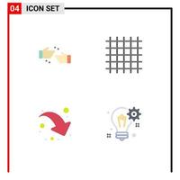 User Interface Pack of 4 Basic Flat Icons of handshake share business line bulb Editable Vector Design Elements