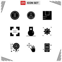 9 Icons Solid Style Grid Based Creative Glyph Symbols for Website Design Simple Solid Icon Signs Isolated on White Background 9 Icon Set vector