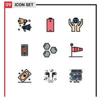 9 Creative Icons Modern Signs and Symbols of shape hexagon hands cells pointer Editable Vector Design Elements