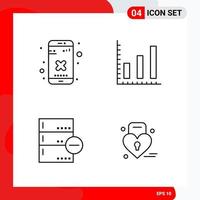 Creative Set of 4 Universal Outline Icons isolated on White Background vector