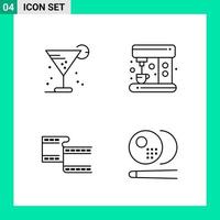 Pack of 4 Line Style Icon Set Outline Symbols for print Creative Signs Isolated on White Background 4 Icon Set vector