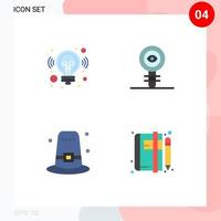 Pack of 4 Modern Flat Icons Signs and Symbols for Web Print Media such as idea garden solution chemistry holiday Editable Vector Design Elements