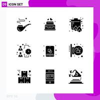 Solid Icon set Pack of 9 Glyph Icons isolated on White Background for Web Print and Mobile vector